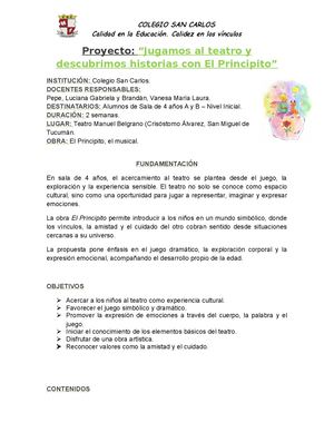 Proyecto Teatro Principito 2026