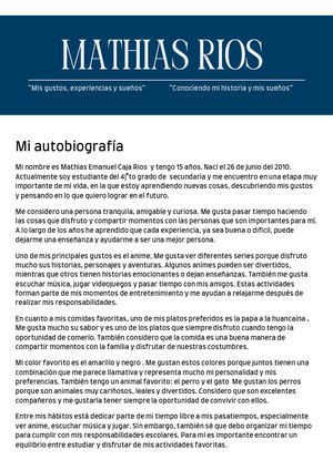 Autobiografia De Mathias Rios