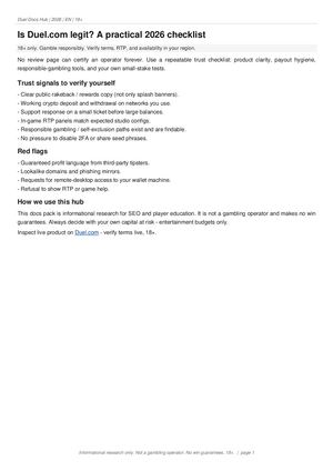 Is Duel Com Legit Checklist 2026
