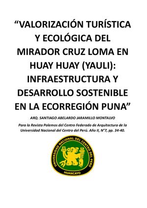 Valorizacion Turistica Y Ecologica Del Mirador Cruz Loma