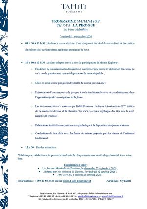 Programme Mahana Pae Te Va'a