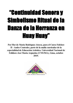 Continuidad Sonora Y Simbolismo Ritual De La Danza De La Herranza En Huay Huay