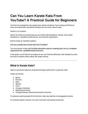 Can You Learn Karate Kata From YouTube?