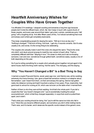 Heartfelt Anniversary Wishes For Couples Who Have Grown Together