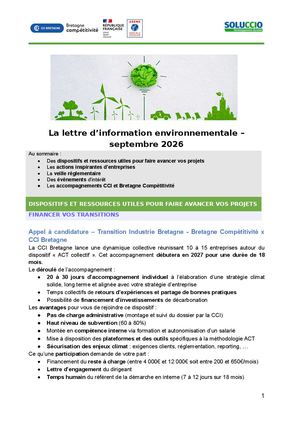 Lettre Environnementale Septembre 2026