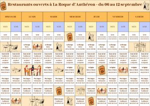 Restaurants Ouverts à La Roque Du 06 Au 12 Septembre