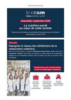 Newsletter Cnam-ISTNA Septembre 2026