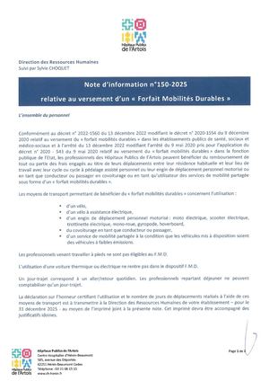 Note D'information : Forfait Mobilité Durable