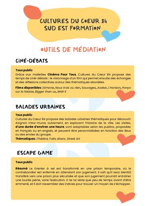 Outils de médiation - Cultures Du Cœurs 84