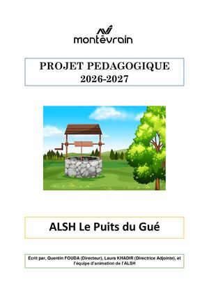 Projet pédagogique ALSH Puits du Gué 2026-2027
