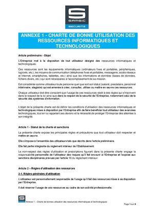 1 Annexe 1 - Charte Informatique
