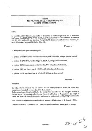 Accord NAO  2013 SAMSIC SECURITE