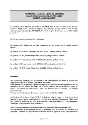 Notification Protocole De Désaccord Accord Salarial 16 12 2009