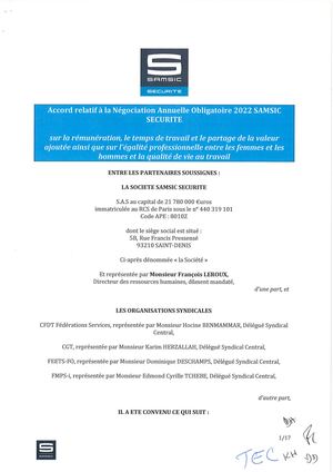SAMSIC SECURITE Accord NAO 2022 290323 Signé.