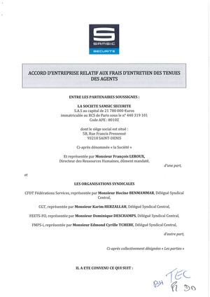 SECURITE Accord Frais Entretien Tenue Signé.141123