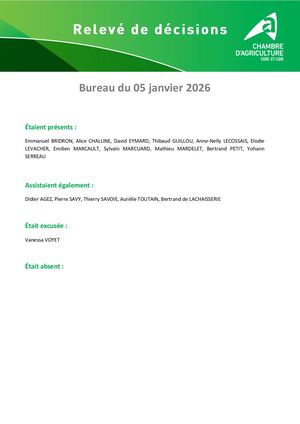28 Relevé De Décisions Du Bureau Du 05 Janvier 2026