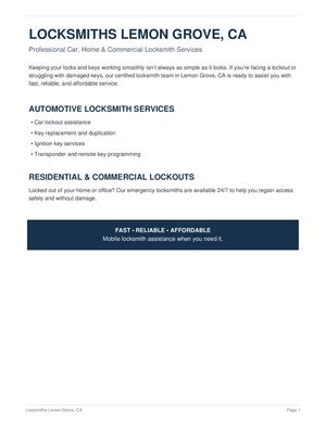 Locksmiths Lemon Grove CA