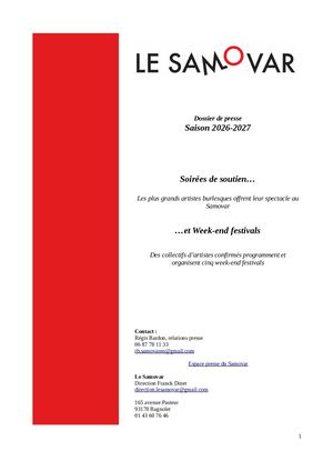 Le Samovar saison 2026-27 Dossier de presse