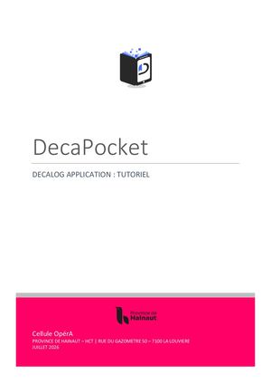 Application DecaPocket - tutoriel