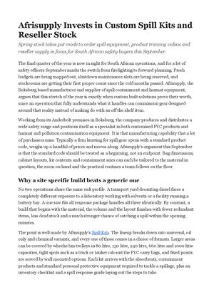 Afrisupply Invests in Custom Spill Kits and Reseller Stock