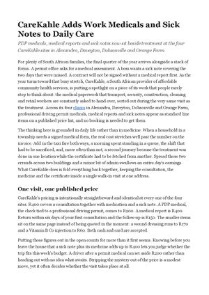 CareKahle Adds Work Medicals and Sick Notes to Daily Care