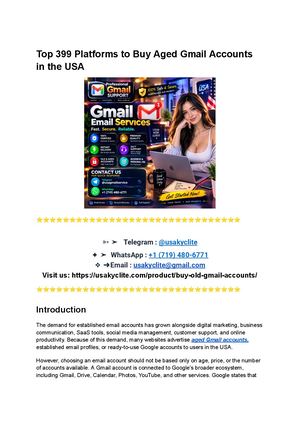 Top 399 Platforms To Buy Aged Gmail Accounts In The Usa