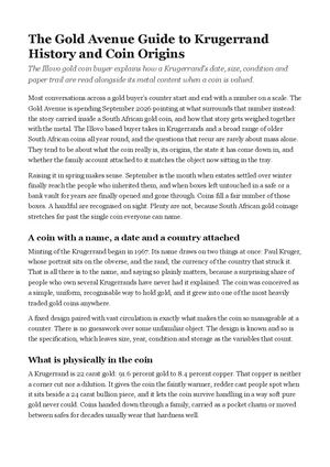 The Gold Avenue Guide to Krugerrand History and Coin Origins