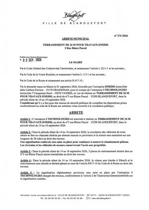 Arrêté n°274-2026