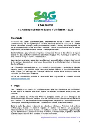 Règlement Challenge Solutions4good#7 Edition 2026