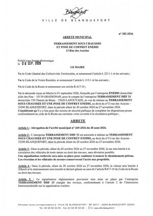 Arrêté n°282-2026