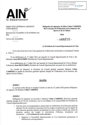 2026 09 08 Arrêté 2818 Délégation Signature Céline Carrier