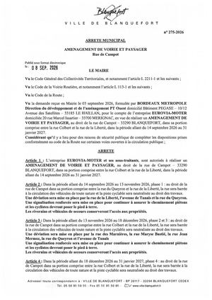 Arrêté n° 275-2026