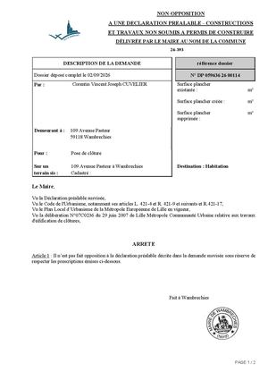 Arrêté 26 393 109 Avenue Pasteur