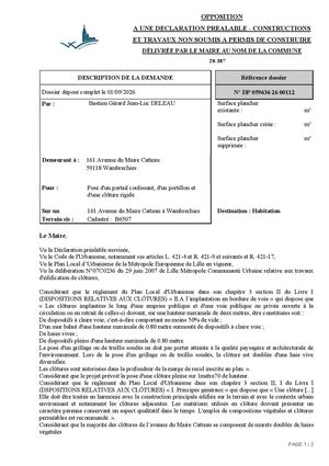 Arrêté 26 387 161 Avenue Du Maire Catteau
