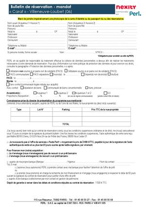 Perl Bulletin Reservation Villeneuve Loubet (06) Carat