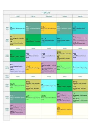 Horario 1º Bac D