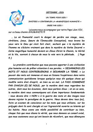 Un Temps pour Dieu - Septembre 2026