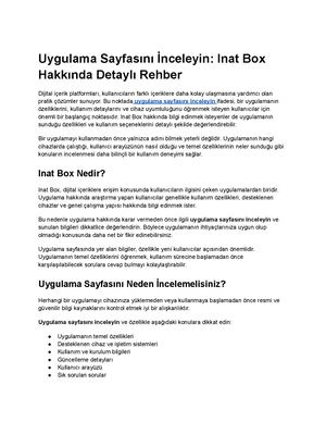 Uygulama Sayfasını İNceleyin Inat Box Hakkında Detaylı Rehber