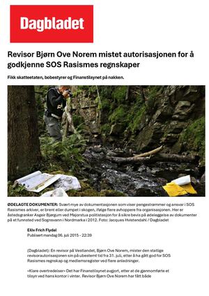 Bjørn Ove Norem mistet autorisasjonen for å godkjenne Sos Rasismes regnskaper