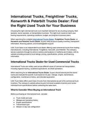 International Trucks, Freightliner Trucks, Kenworth & Peterbilt Trucks Dealer Find The Right Used Truck For Your Business