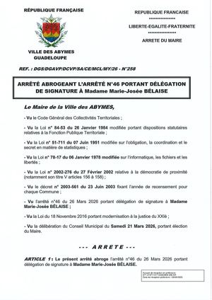 Arrêté N°258 - Délégation De Signature BELAISE Suite CL