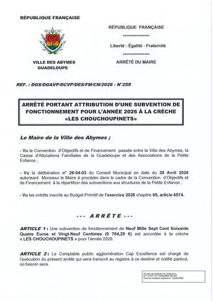 Arrêté N°259 - LES CHOUCHOUPINETS Suite CL