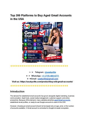 Top 399 Platforms To Buy Aged Gmail Accounts In The Usa