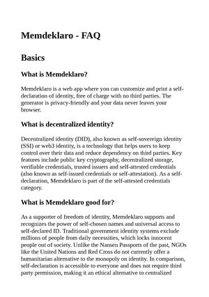 Memdeklaro FAQ