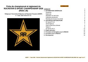 Fiche De Championnat Et Règlement Du Rockstar E Sport Championship 2026 (Resc 26)