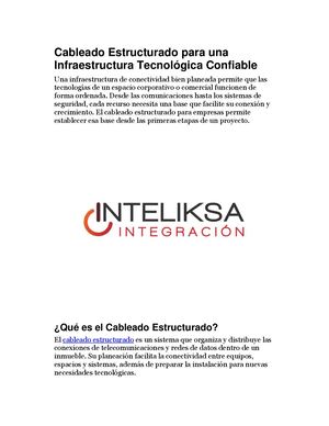 Cableado Estructurado Para Una Infraestructura Tecnológica Confiable