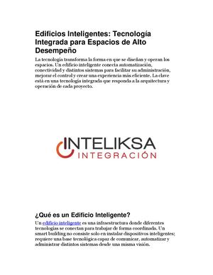 Edificios Inteligentes Tecnología Integrada Para Espacios De Alto Desempeño