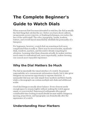 The Complete Beginner's Guide To Watch Dials