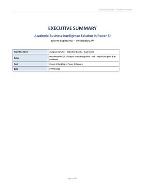 Executive Summary Bi Project