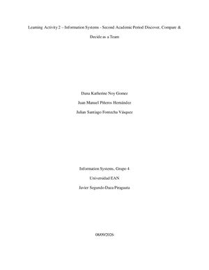 Learning Activity 2 – Information Systems